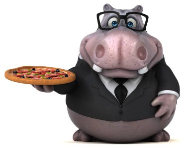 eğlenceli çizgi film karakteri pizza ile  