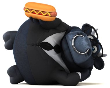 Eğlenceli çizgi film karakteri ile sosisli 