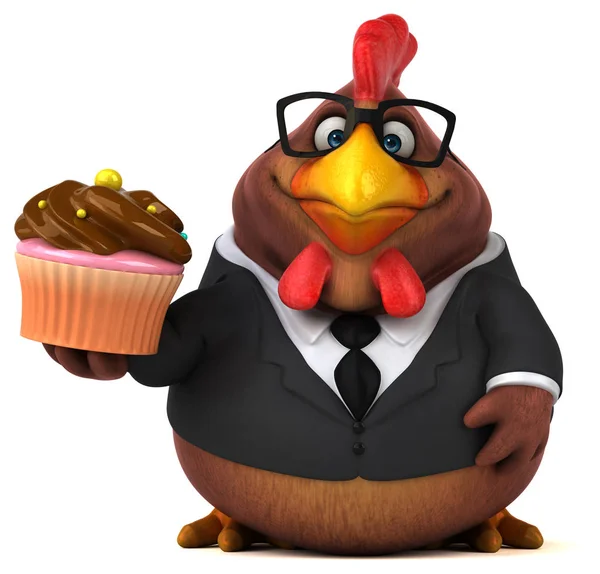 Fun cartoon character with cupcake — Stock Photo, Image