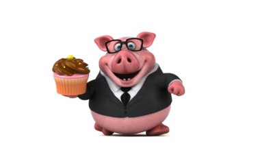  domuz çizgi film karakteri ile cupcake