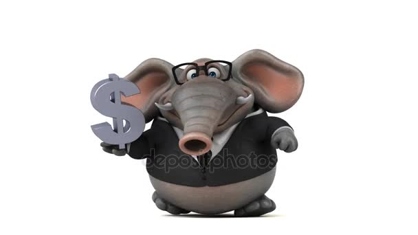 Cartoon character with dollar — Stock Video