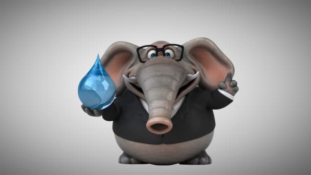 Personagem de desenho animado elefante com gota — Vídeo de Stock