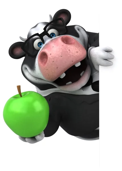 Fun cartoon character with apple — Stock Photo, Image