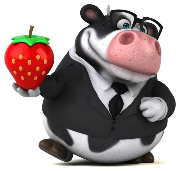 Amusant personnage de dessin animé avec fraise — Photo