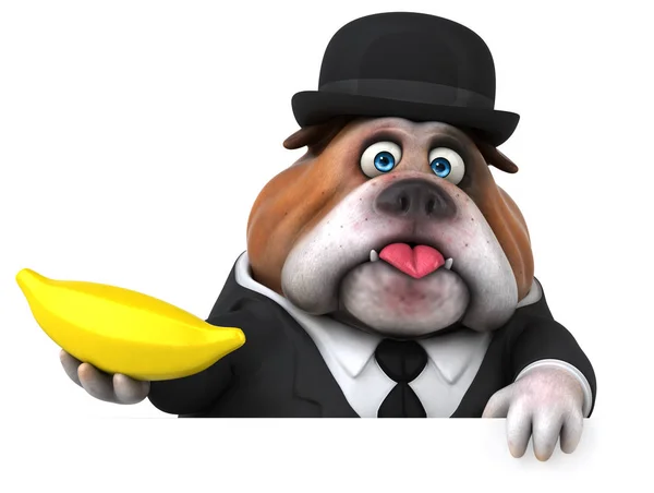 Zabawa postać z kreskówki z bananem — Zdjęcie stockowe
