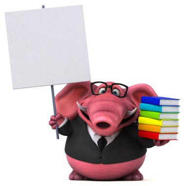 Kitaplar ile eğlenceli çizgi film karakteri