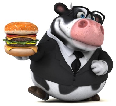 Komik çizgi film karakteri hamburger ile 