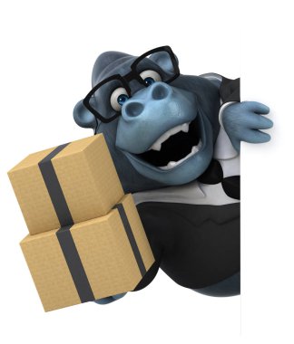 Kutuları ile eğlenceli çizgi film karakteri 