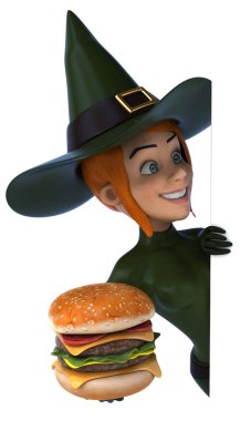 Komik çizgi film karakteri hamburger ile 