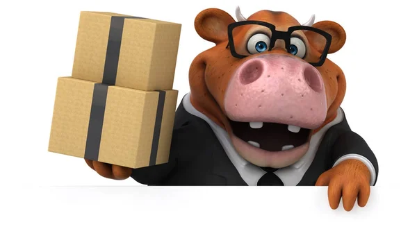 Divertente personaggio dei cartoni animati con scatole — Foto Stock