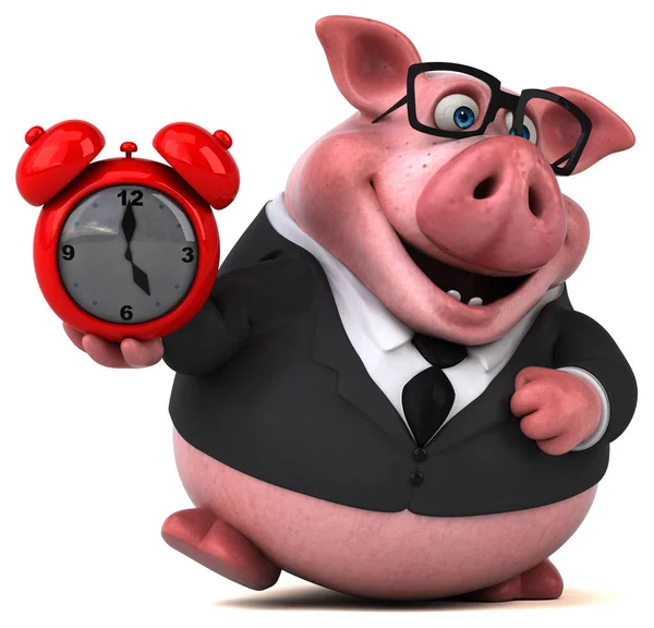 Cartoon character with alarm clock — Stock Photo, Image