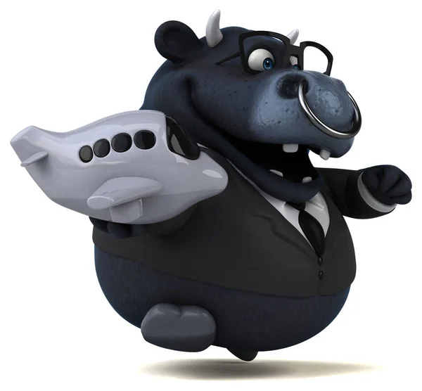 Personagem de desenho animado engraçado com avião — Fotografia de Stock