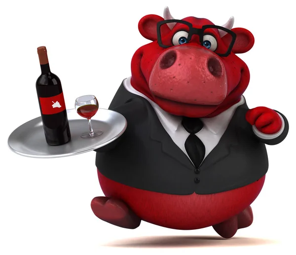 Personagem de desenho animado com vinho — Fotografia de Stock