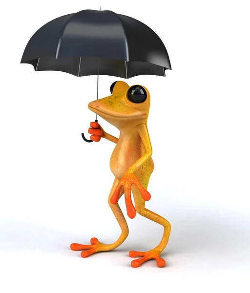 Grenouille Amusante Avec Parapluie Illustration — Photo