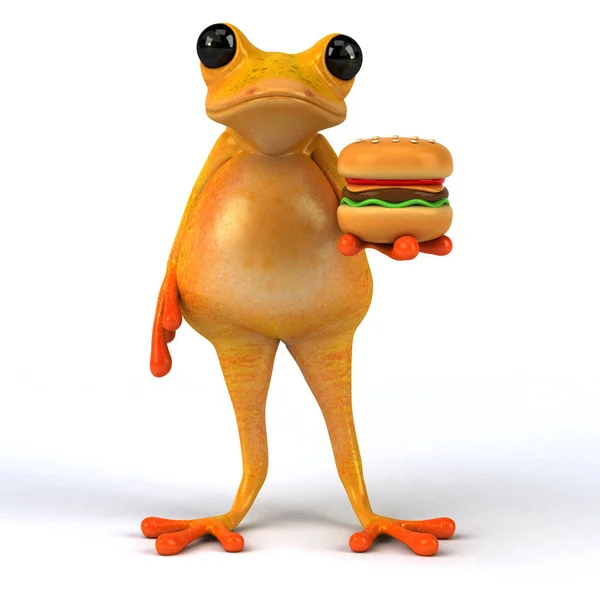 Komik çizgi film karakteri hamburger ile — Stok fotoğraf