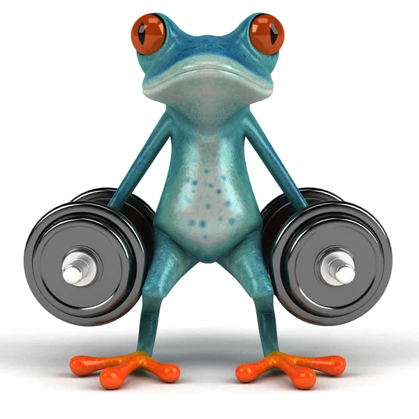 重みを持つ楽しいカエル 3Dイラスト — ストック写真