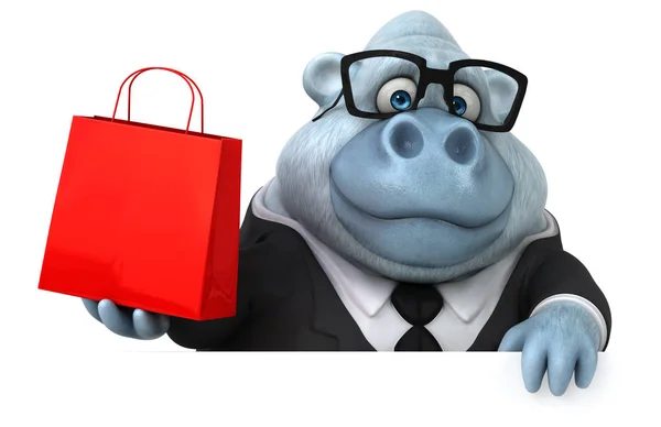 Personagem de desenhos animados com saco de compras — Fotografia de Stock