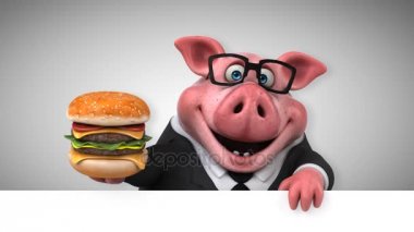 domuz karakteri hamburger ile