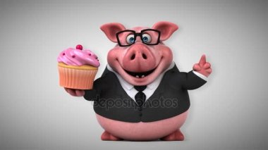 domuz çizgi film karakteri ile cupcake