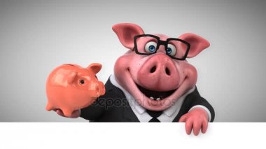 domuz çizgi film karakteri ile kumbara