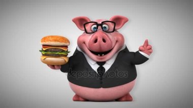 domuz karakteri hamburger ile