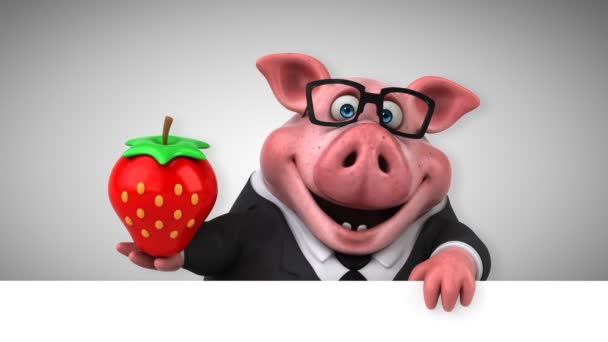Characterstrawberry cartoon prase — Stock video