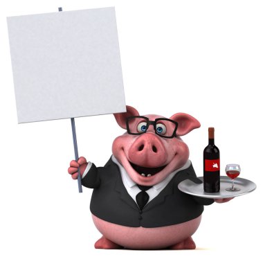 Şarap ile eğlenceli çizgi film karakteri 