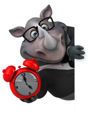 eğlenceli çizgi film karakteri ile çalar saat - 3d çizim