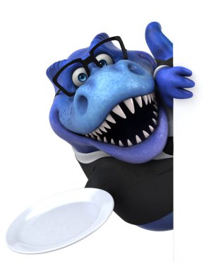 Eğlenceli çizgi film karakteri ile plaka - 3d çizim