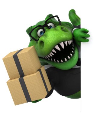 -3d çizim eğlenceli çizgi film karakteri ile kutuları