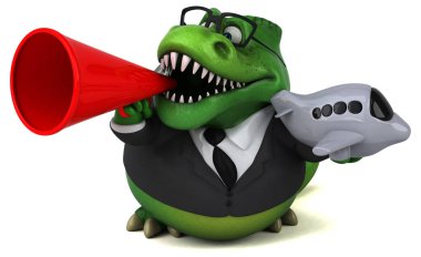 Eğlenceli çizgi film karakteri ile uçak - 3d çizim