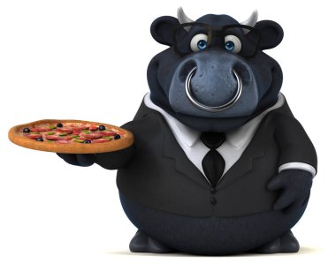 Pizza - 3d çizim ile eğlenceli çizgi film karakteri