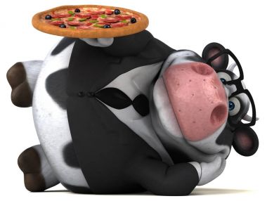 Pizza - 3d çizim ile eğlenceli çizgi film karakteri