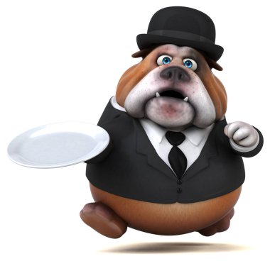 Eğlenceli çizgi film karakteri ile plaka - 3d çizim