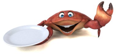 Eğlenceli çizgi film karakteri ile plaka - 3d çizim