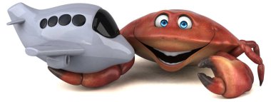 Eğlenceli çizgi film karakteri ile uçak - 3d çizim