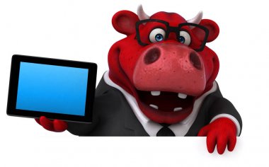 komik çizgi film karakteri tablet ile 