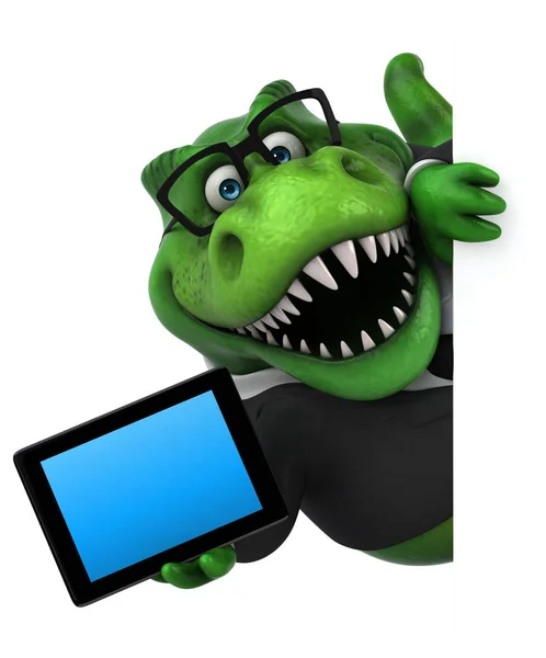 Lustige Cartoon Figur Mit Tablet — Stockfoto