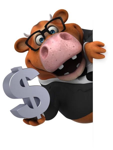 Personagem Desenho Animado Divertido Com Dólar Ilustração — Fotografia de Stock