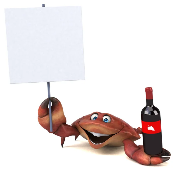 Lustige Cartoon Figur Mit Wein Illustration — Stockfoto