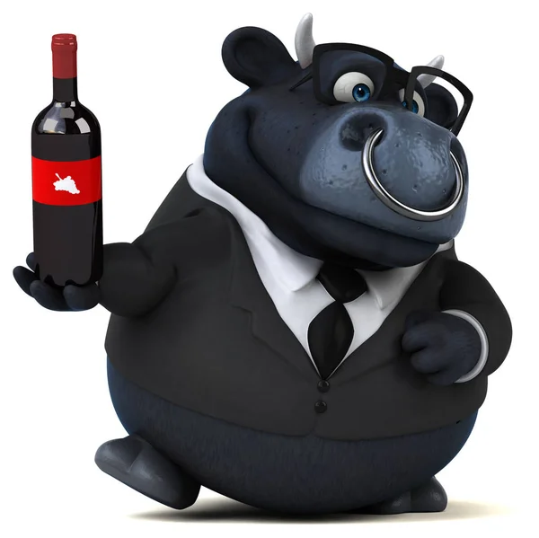 Personagem Desenho Animado Divertido Com Vinho Ilustração — Fotografia de Stock