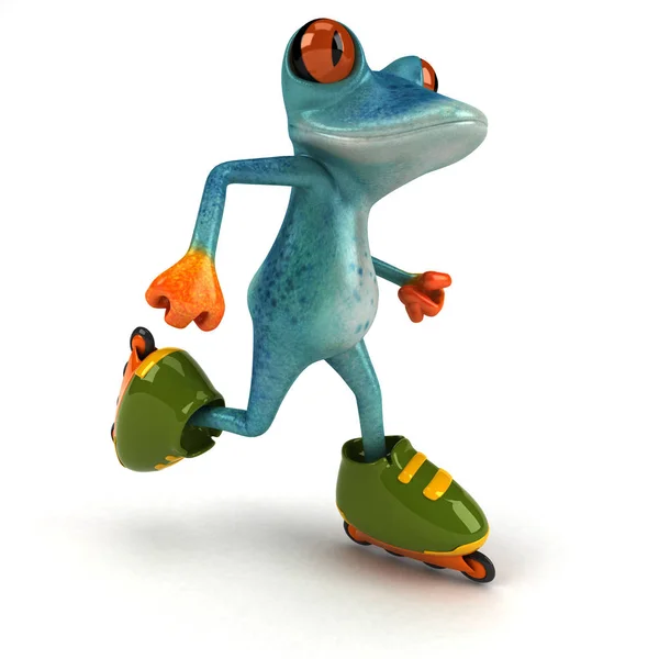 Fun Frog Rollschuhfahrer Illustration — Stockfoto