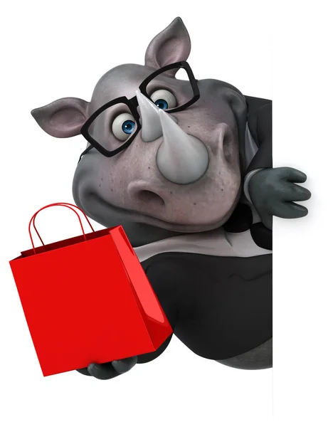 Spaß Cartoon Figur Mit Einkaufstasche Illustration — Stockfoto