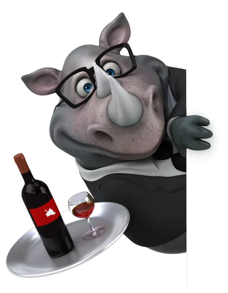 Personagem Desenho Animado Divertido Com Vinho Ilustração — Fotografia de Stock