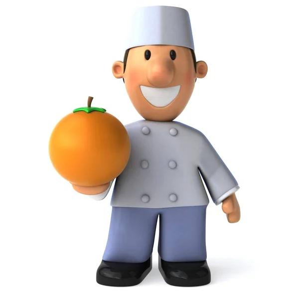 Divertido Personaje Dibujos Animados Con Naranja —  Fotos de Stock