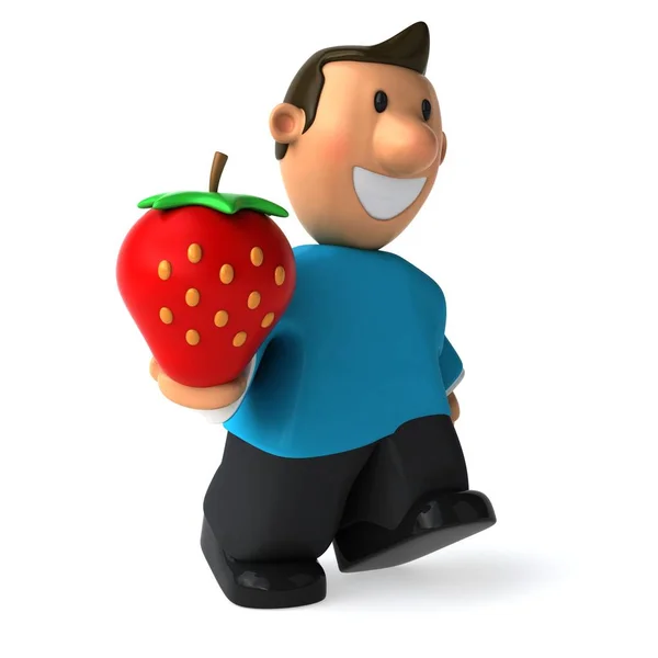 Lustige Cartoon Figur Mit Erdbeere — Stockfoto