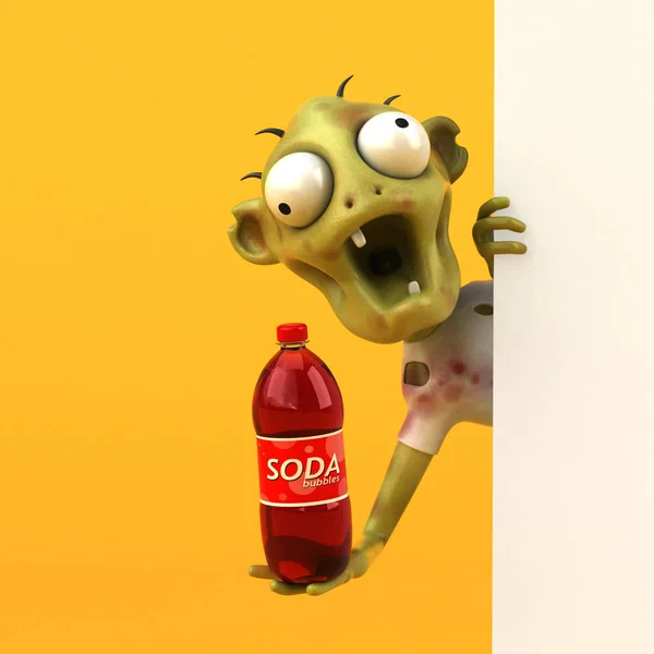 Spaß Cartoon Figur Mit Soda Illustration — Stockfoto