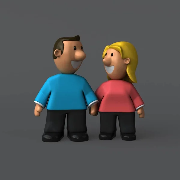Couple Cartoon Characters Illustration — Stock Photo, Image