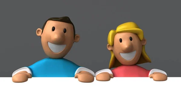Couple Cartoon Characters Illustration — Stock Photo, Image