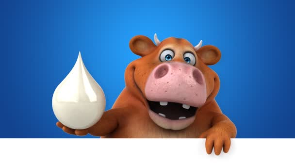 Ko som håller mjölk droppe — Stockvideo
